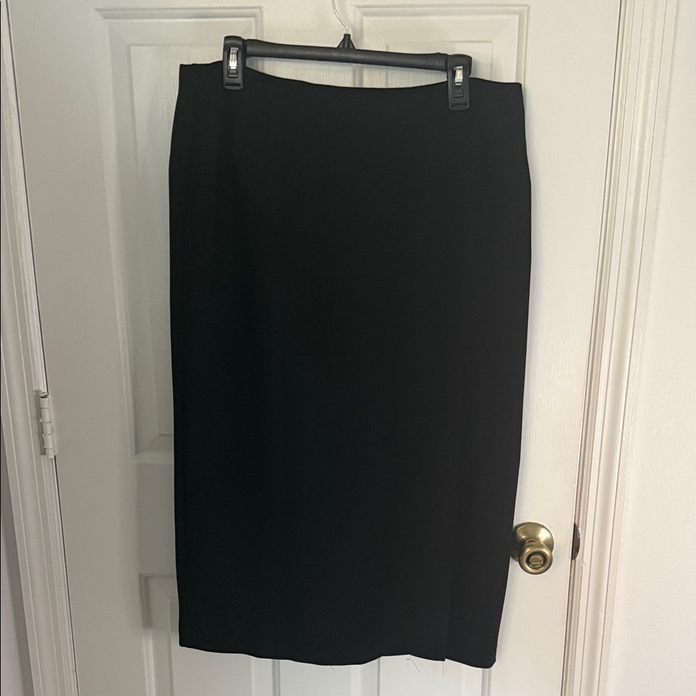 Kim Rodger’s Elegant Classic Black Maxi Pencil Skirt,Lined with Front Slit